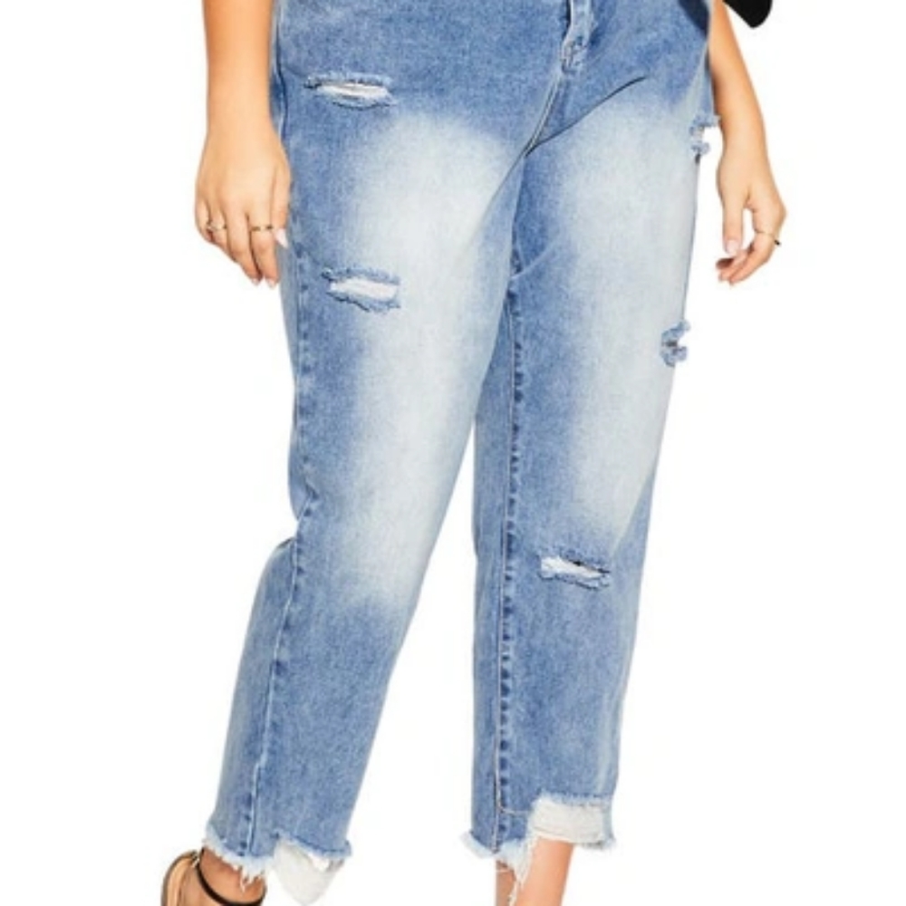 CHIC DENIM Harley High Rise Straight Leg/ Raw Hem Belted Jeans